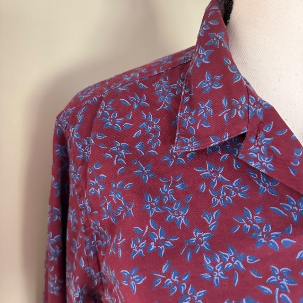 *L.L. BEAN* Burgundy x Purple Floral Button Down Size 16 - Picture 3 of 7
